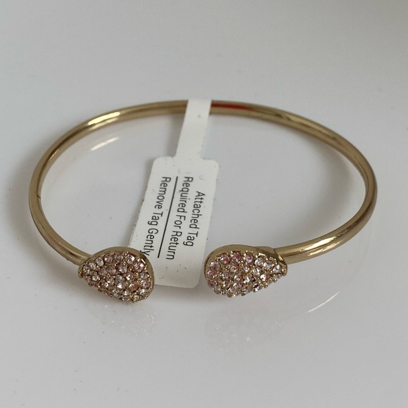 BaubleBar Gold Pavé Crystal Teardrop Adjustable Cuff Bracelet NEW - Picture 1 of 6